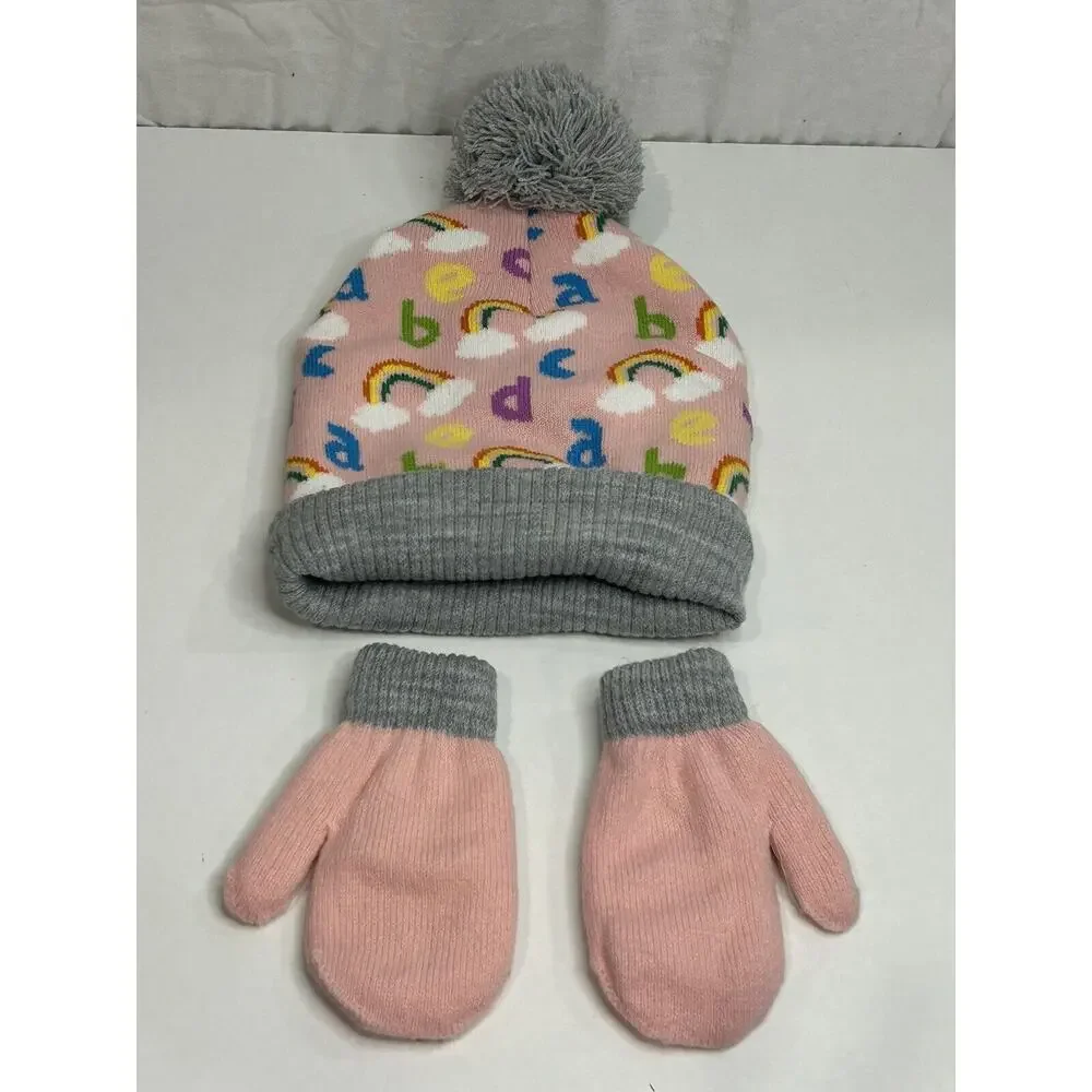 Cocomelon Toddler Girls' Knit Beanie Hat And Mittens Set Size 18M+(2T-5T)